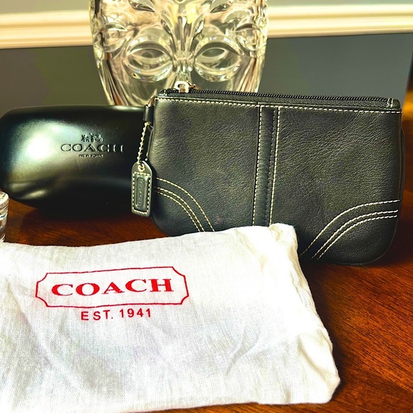 Coach Black Wristlet, Matching Coach Eyeglass Case, & Small Coach Dustbag (EUC) - Picture 3 of 14